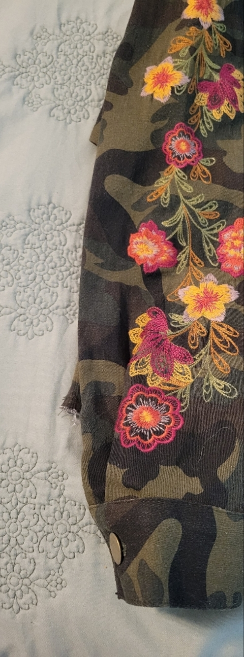 Savanna Jane Camo Utility Jacket with Pink & Yellow Floral Embroidery - Picture 3 of 5